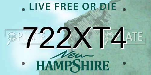 722XT4 New Hampshire License Plate