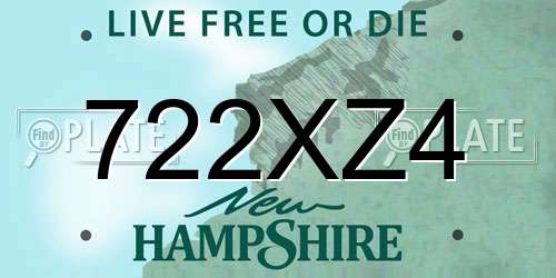 722XZ4 New Hampshire License Plate