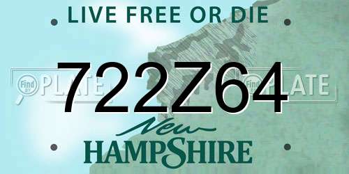 722Z64 New Hampshire License Plate