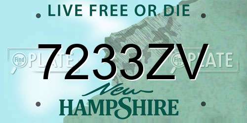 7233ZV New Hampshire License Plate