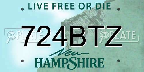 724BTZ New Hampshire License Plate