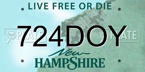 724DOY New Hampshire License Plate