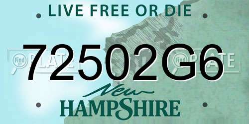 72502G6 New Hampshire License Plate