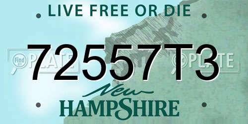 72557T3 New Hampshire License Plate