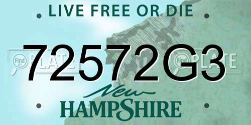 72572G3 New Hampshire License Plate
