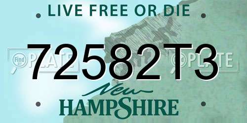72582T3 New Hampshire License Plate