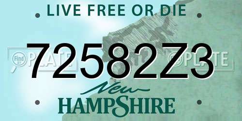 72582Z3 New Hampshire License Plate