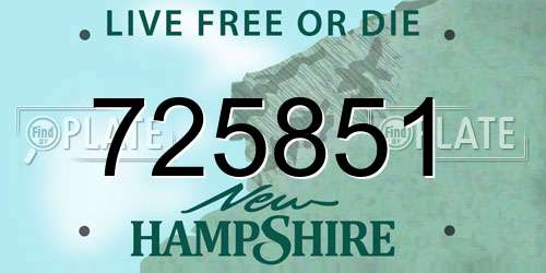 725851 New Hampshire License Plate