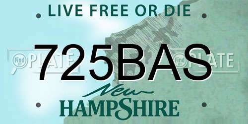 725BAS New Hampshire License Plate