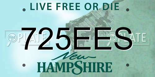 725EES New Hampshire License Plate