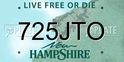 725JTO New Hampshire License Plate