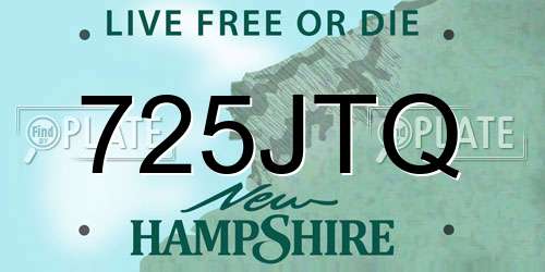 725JTQ New Hampshire License Plate