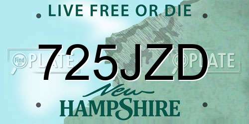 725JZD New Hampshire License Plate