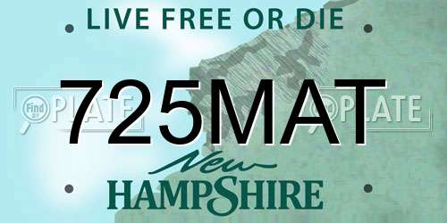 725MAT New Hampshire License Plate