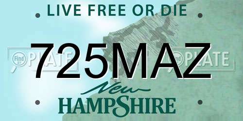 725MAZ New Hampshire License Plate