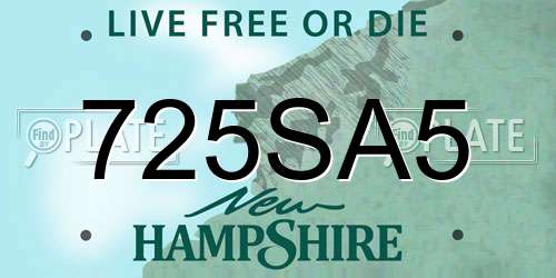 725SA5 New Hampshire License Plate
