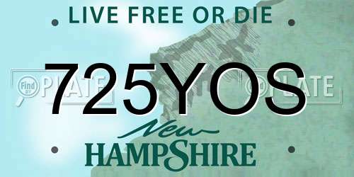 725YOS New Hampshire License Plate