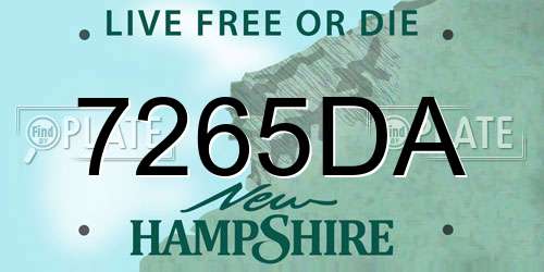 7265DA New Hampshire License Plate