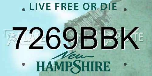 7269BBK New Hampshire License Plate