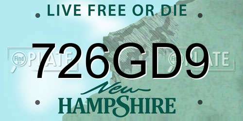726GD9 New Hampshire License Plate