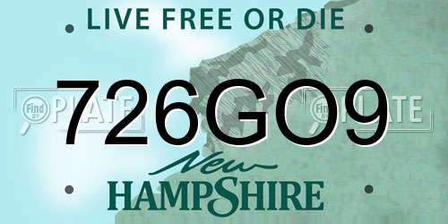 726GO9 New Hampshire License Plate