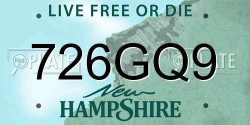 726GQ9 New Hampshire License Plate