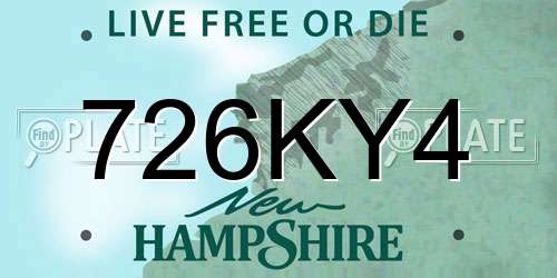 726KY4 New Hampshire License Plate