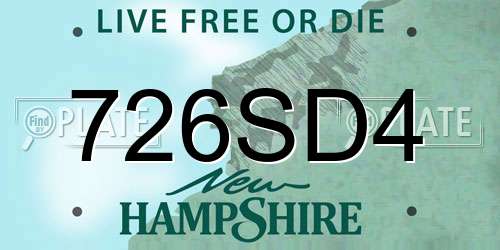 726SD4 New Hampshire License Plate