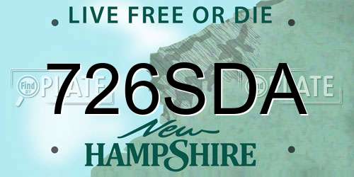 726SDA New Hampshire License Plate