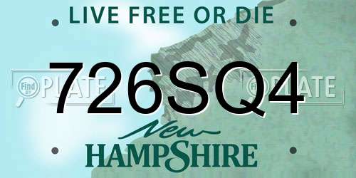726SQ4 New Hampshire License Plate