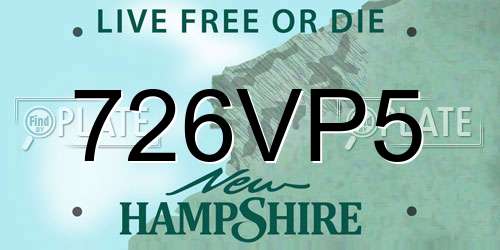 726VP5 New Hampshire License Plate