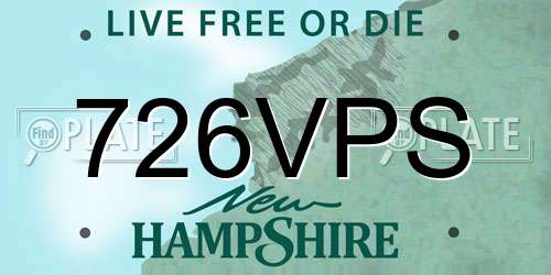 726VPS New Hampshire License Plate