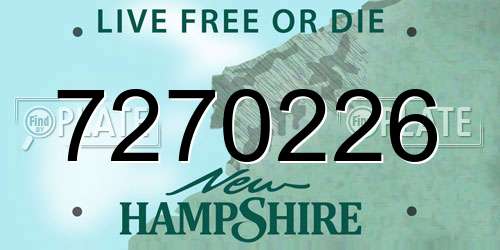 7270226 New Hampshire License Plate