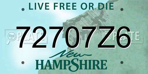 72707Z6 New Hampshire License Plate