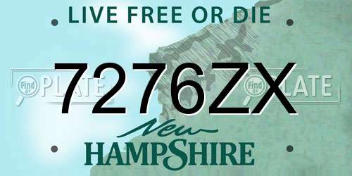 7276ZX New Hampshire License Plate