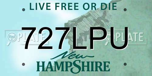 727LPU New Hampshire License Plate