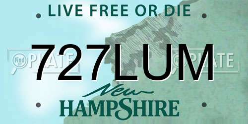 727LUM New Hampshire License Plate