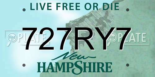 727RY7 New Hampshire License Plate