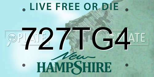 727TG4 New Hampshire License Plate