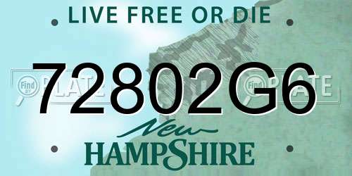 72802G6 New Hampshire License Plate