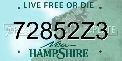 72852Z3 New Hampshire License Plate