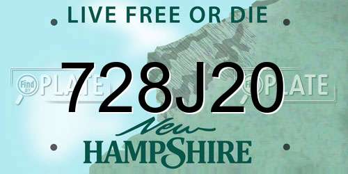 728J20 New Hampshire License Plate