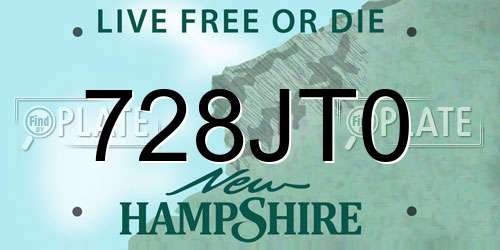 728JT0 New Hampshire License Plate
