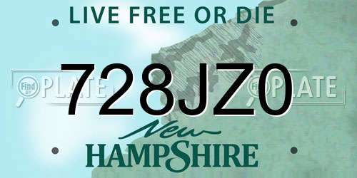 728JZ0 New Hampshire License Plate