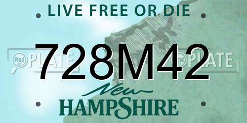 728M42 New Hampshire License Plate