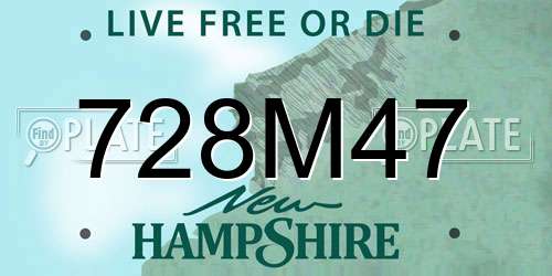 728M47 New Hampshire License Plate