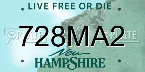 728MA2 New Hampshire License Plate