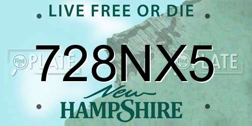 728NX5 New Hampshire License Plate