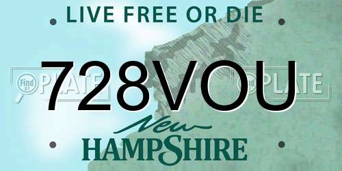 728VOU New Hampshire License Plate