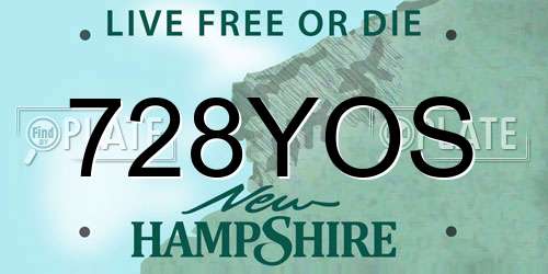728YOS New Hampshire License Plate